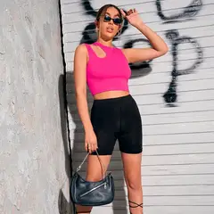 GENERICO - Basico Mujer Top Rip Christine Blanc Fucsia