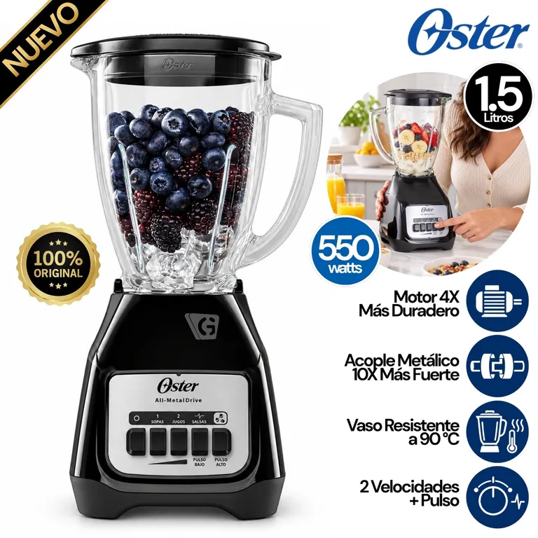 Licuadora 2 Vel más pulso vaso de vidrio BLSTKAGBPB