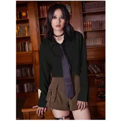 GENERICO - BLUSA NEGRO LOLITAS K-POP MANGA LARGA