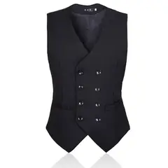 TIOZONEY - Traje Chaleco para Hombre-Negro