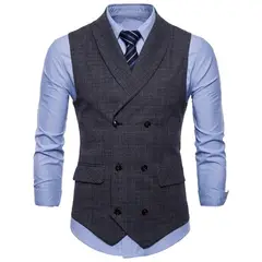 TIOZONEY - Traje Chaleco para Hombre-Gris