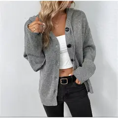 TIOZONEY - Chaleco con botones mujer - Gris