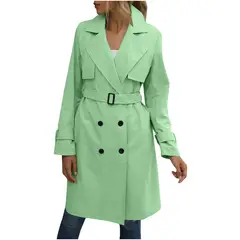 TIOZONEY - Chaqueta formal larga con botones mujer - Verde Neón
