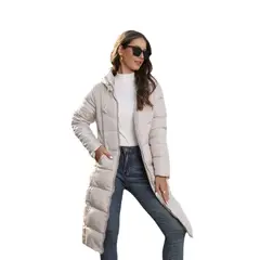 TIOZONEY - Parka Mujer Casual Con Capucha Crema