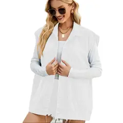 TIOZONEY - Chaqueta Jeans sin mangas Mujer - Blanco