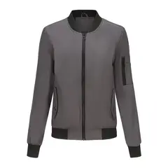 TIOZONEY - Chaqueta de manga larga con cierre para mujer - Gris
