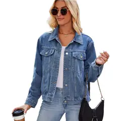 TIOZONEY - Chaqueta de Jeans Mujer -Negro