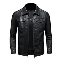 TIOZONEY - Chaqueta de piel engrosada para hombre
