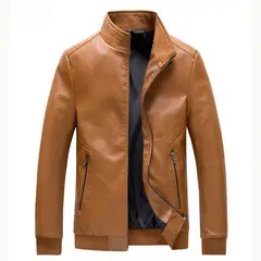 TIOZONEY - Chaqueta casual de PU para hombre