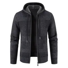 TIOZONEY - Chaqueta con capucha de punto grueso para hombre