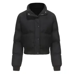 TIOZONEY - Chaqueta de cuello alto para mujer - Negro