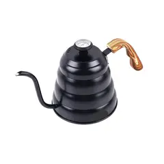 GENERICO - Tetera cuello de cisne color negro 1000 ml con termómetro