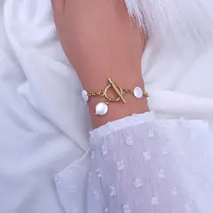 GENERICO - PULSERA DE PERLAS LENTEJA PARA MUJER - PIEZA HECHO A MANO