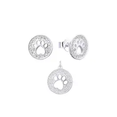 ESPIRAL ROJO - Juego Huella Perro Brillos - Plata