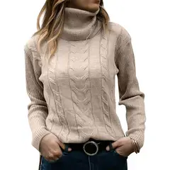 TIOZONEY - Sweater Cuello de Cuello Alto Mujer