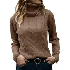 TIOZONEY - Sweater Cuello de Cuello Alto Mujer