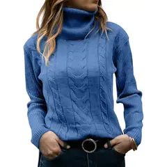 TIOZONEY - Sweater Cuello de Cuello Alto Mujer