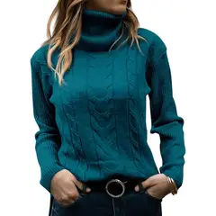 TIOZONEY - Sweater Cuello de Cuello Alto Mujer