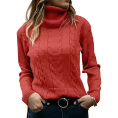 TIOZONEY - Sweater Cuello de Cuello Alto Mujer