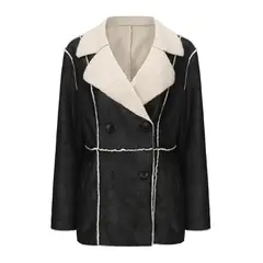 TIOZONEY - Abriigo de PU acolchada para mujer - Negro