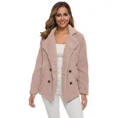 TIOZONEY - Abrigo de cordero - Rosado