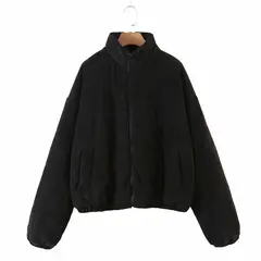 TIOZONEY - Abrigo de algodón casual - Negro