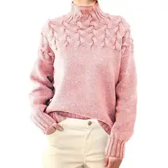 TIOZONEY - Sweater Cuello de Cuello Alto Mujer