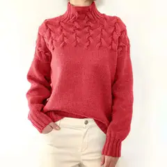 TIOZONEY - Sweater Cuello de Cuello Alto Mujer