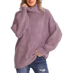 TIOZONEY - Sweater Cuello de Cuello Alto Mujer