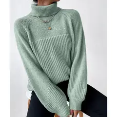 TIOZONEY - Sweater Cuello de Cuello Alto Mujer