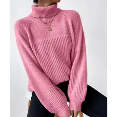 TIOZONEY - Sweater Cuello de Cuello Alto Mujer