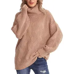 TIOZONEY - Sweater Cuello de Cuello Alto Mujer