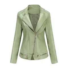 TIOZONEY - Chaqueta de PU PU para mujer - Verde