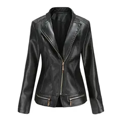 TIOZONEY - Chaqueta de PU PU para mujer - Negro