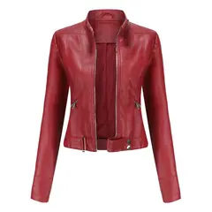 TIOZONEY - Chaqueta de PU para mujer - Rojo
