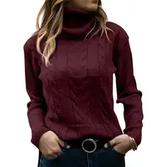 TIOZONEY - Sweater Cuello de Cuello Alto Mujer