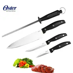 OSTER - Juego Cuchillos 4 Piezas con Afilador Acero Inoxidable Granger