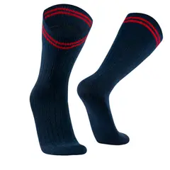 SILVERA NANOTECH - Medias escolares azul marino con raya roja de algodón pima para niña