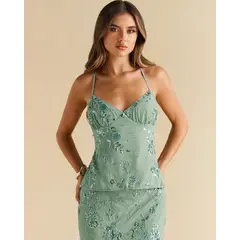 GENERICO - Top Lentejuelas Bordadas Ibiza - Espalda Descubierta