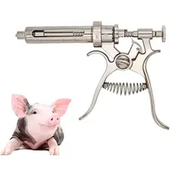 GENERICO - Jeringa Pistola De Acero Inox Para Animales De Granja 10ml