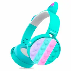 GENERICO - Audífonos bluetooth pop it con diseño gato Celeste