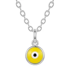 KARMY - Collar Hombre Ojo Turco Amarillo Protección Regalo Plata