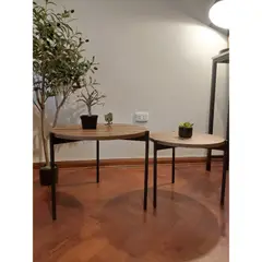 GENERICO - Mesas de centro estilo nido circular industrial nogal