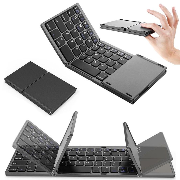 Mini Teclado Inalambrico Bluetooth plegable con touch pad delgado ios