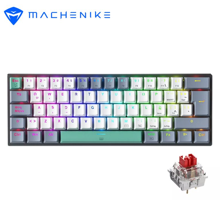 Teclado Mecánico Gamer K500 60% Inalámbrico Switches Rojos