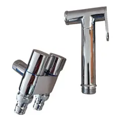 GENERICO - Combo Set Ducha Bidé Acero Pesado HORSE con válvula doble Cromado Brillante