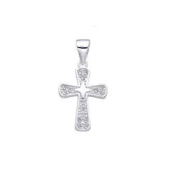 SANTORAL - Dije Cruz con Cristales - Plata