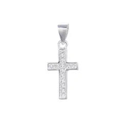 SANTORAL - Dije Cruz con Brillos - Plata