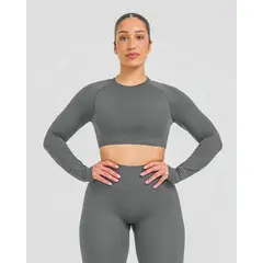 GENERICO - TOP DEPORTIVO MANGA LARGA MUJER CROP DEPORTIVO MANGA LARGA DE LYCRA