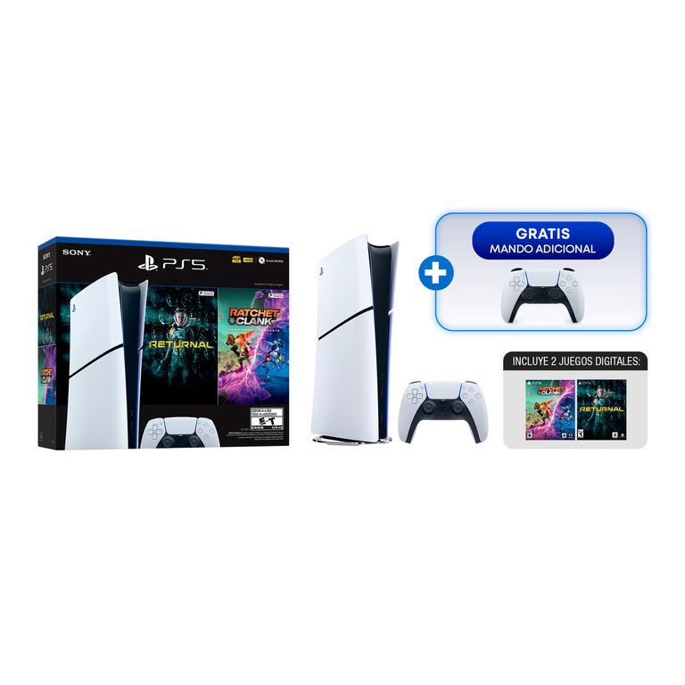 Consola PS5 DIGITAL SLIM + 1 Mando + Returnal + Ratchet Gratis
